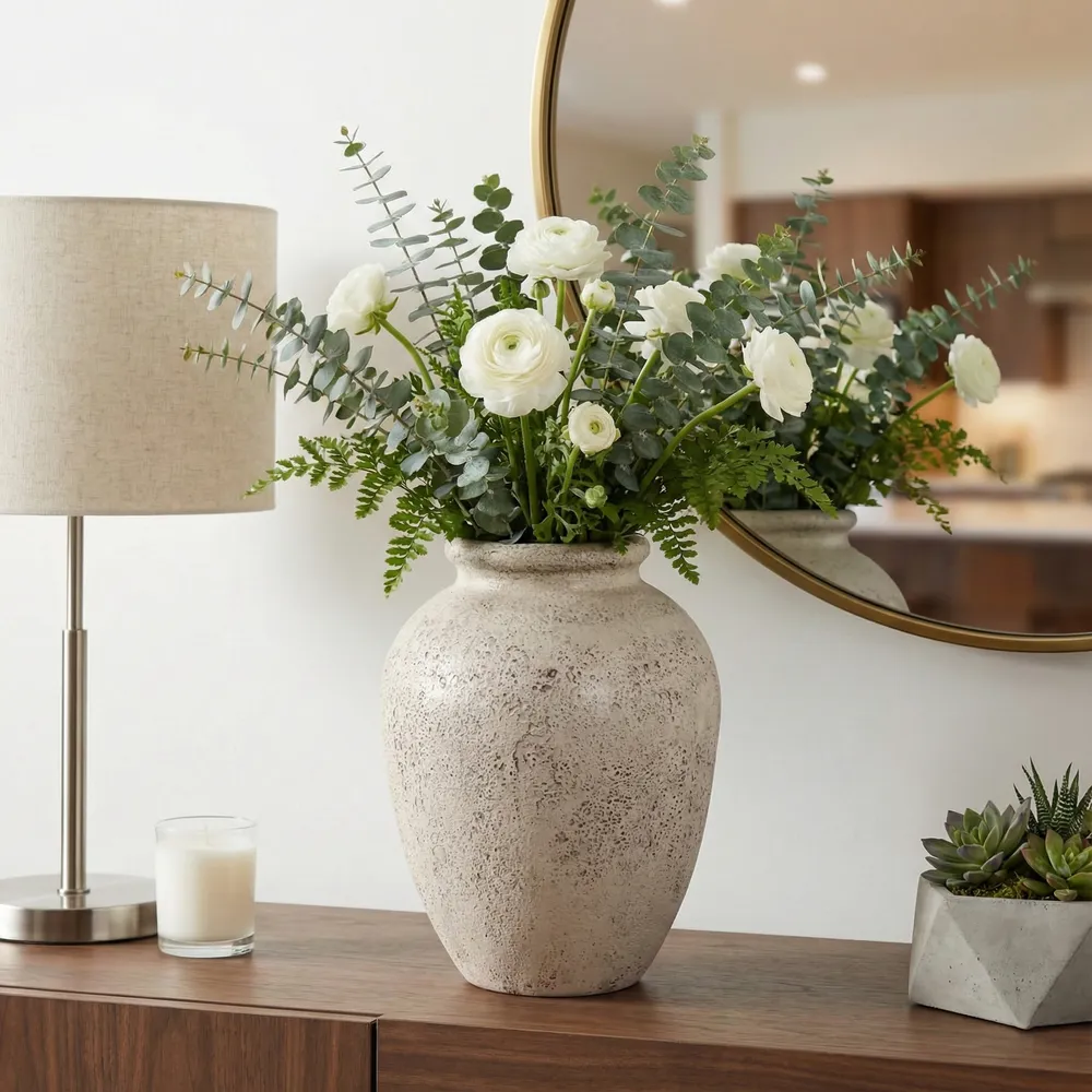 DUNCANRUN WHITE VASE 12 (IN)