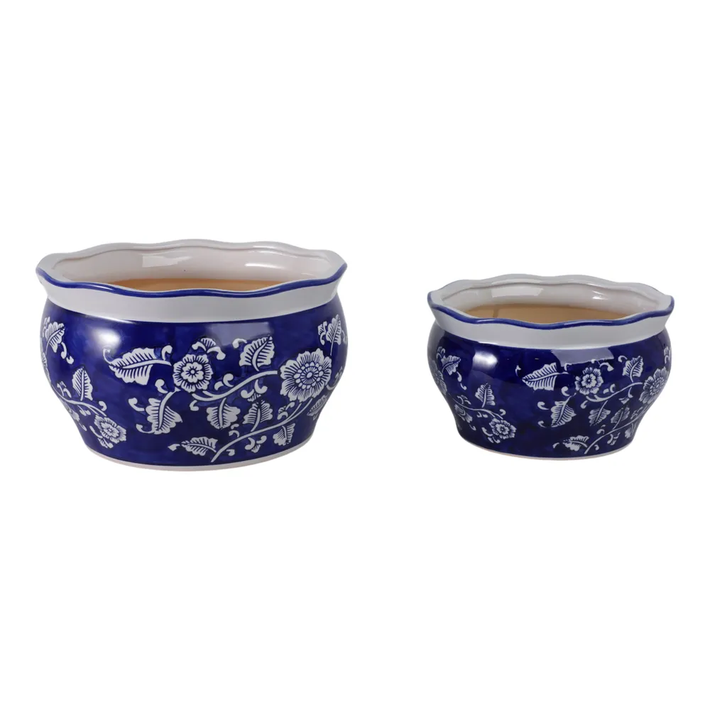 HENLEYDALE SET OF 2 BLUE PLANTER 7 (IN)