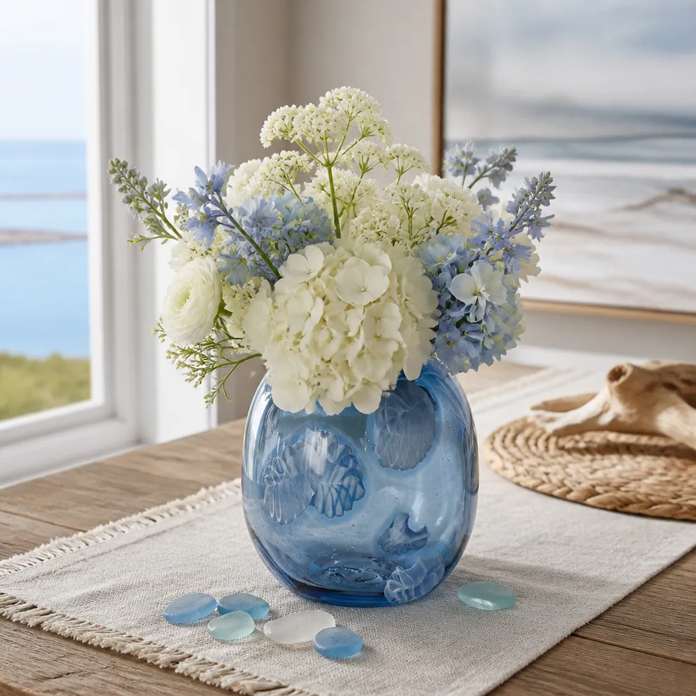 DOVERCROSS BLUE GLASS VASE 7 (IN)