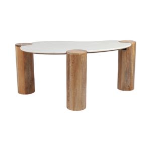 42X18" CURVED COFFEE TABLE, WHITE/NATURAL 1