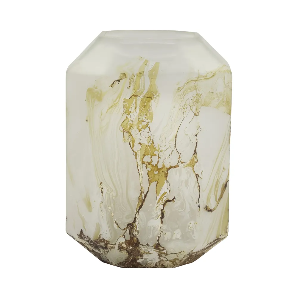 RAESTONE IVORY GLASS VASE 13 (IN)