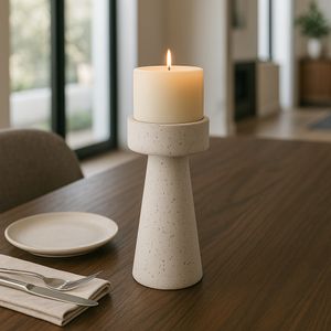 CARLIN WHITE CANDLE HOLDER 12 (IN) 12
