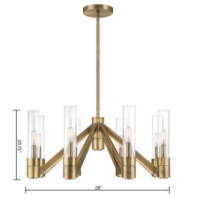 Rohe 28″ Wide 8-Light Chandelier - Aged Brass