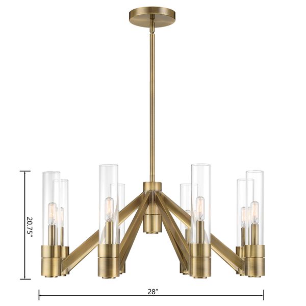 Rohe 28'' Wide 8-Light Chandelier - Aged Brass