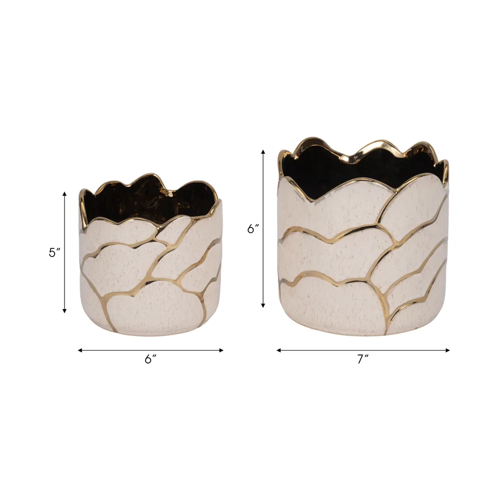 BRIGHTONROSE SET OF 2 IVORY PLANTER 7 (IN)