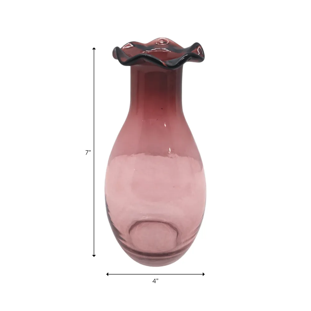 FOLEYWELL PINK GLASS VASE 7 (IN)