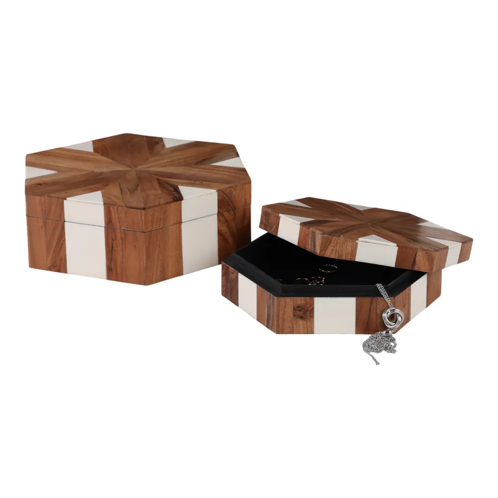 DEWEYCROSS SET OF 2 WHITE BOXES 4 (IN)