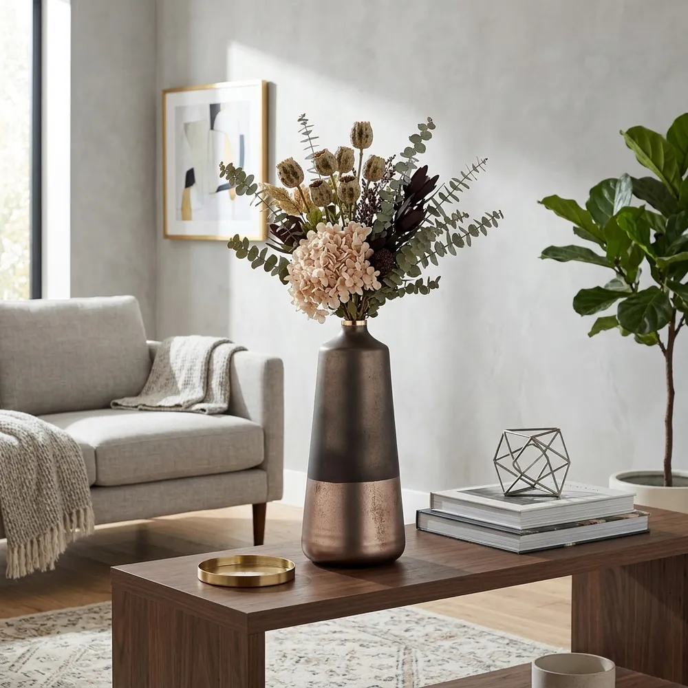 GRISHAMSHAW BRONZE GLASS VASE 21 (IN)