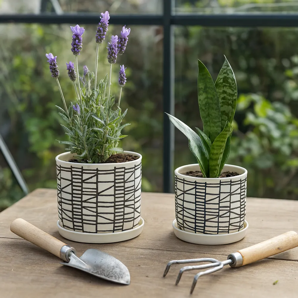 HOUSTONLAKE SET OF 2 IVORY PLANTER 7 (IN)