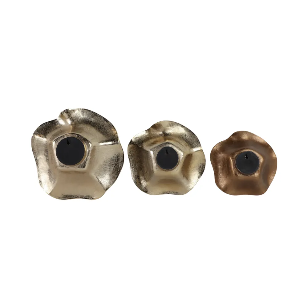 GAVINMORE SET OF 3 GOLD WALL FLOWERS 16 (IN)