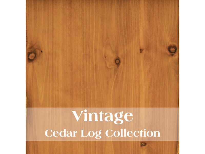 Cedar Log Open Vanity with Shelf - Slab Style Top - Vintage - Liquid Glass - with Towel Bar 3