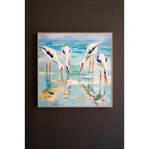 Framed Acrylic Shore Birds Painting 3