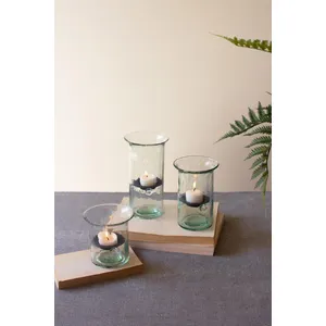 Set of 3 Recycled Glass Votive Cylinders 1