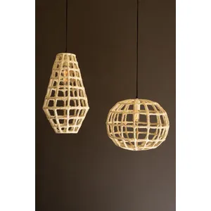 Short Paper Mache Grid Pendant Light 3