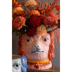 Set of 2 Vintage-Inspired Ceramic Colorful Dog Vases 5
