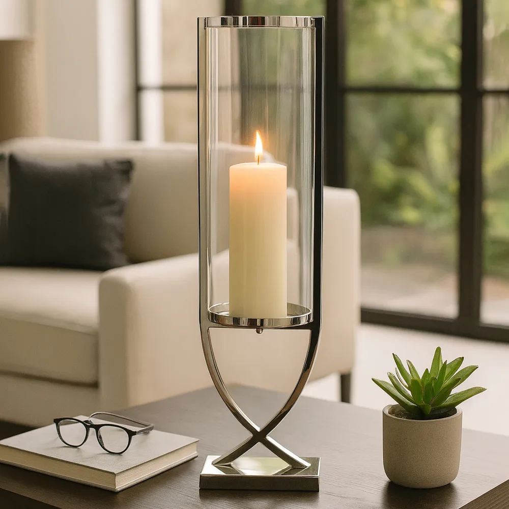 OLIVERHAVEN SILVER CANDLE HOLDER 27 (IN)