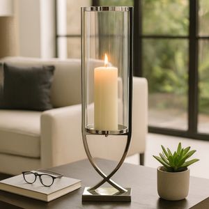 OLIVERHAVEN SILVER CANDLE HOLDER 27 (IN) 12