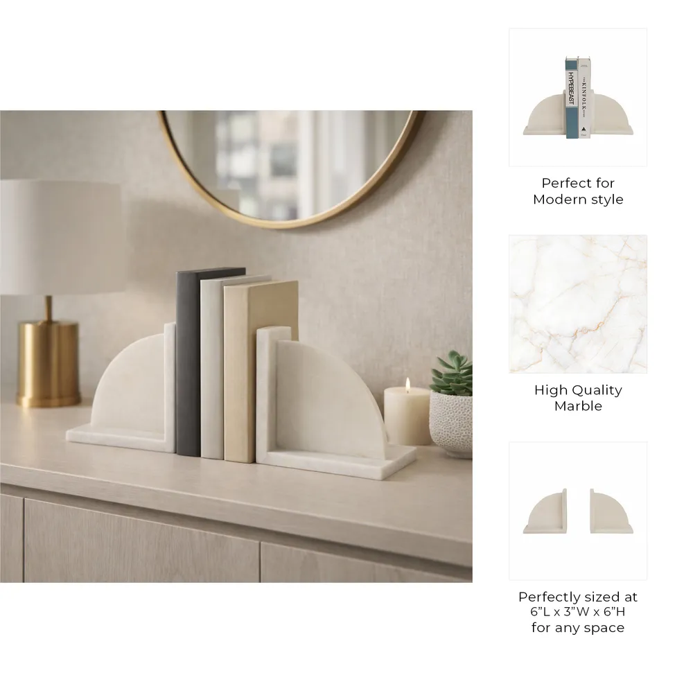JULIANWIND SET OF 2 WHITE BOOKENDS 6 (IN)