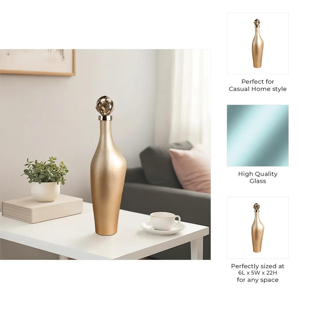 BAKERSHAW GOLD GLASS VASE 22 (IN)