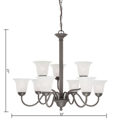 Riva 32'' Wide 9-Light Chandelier - Painted Bronze