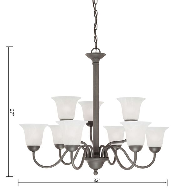 Riva 32'' Wide 9-Light Chandelier - Painted Bronze