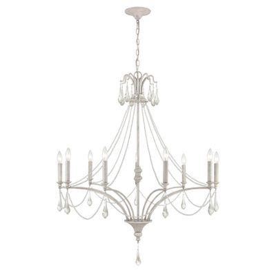 French Parlor 38″ Wide 9-Light Chandelier - Vintage White