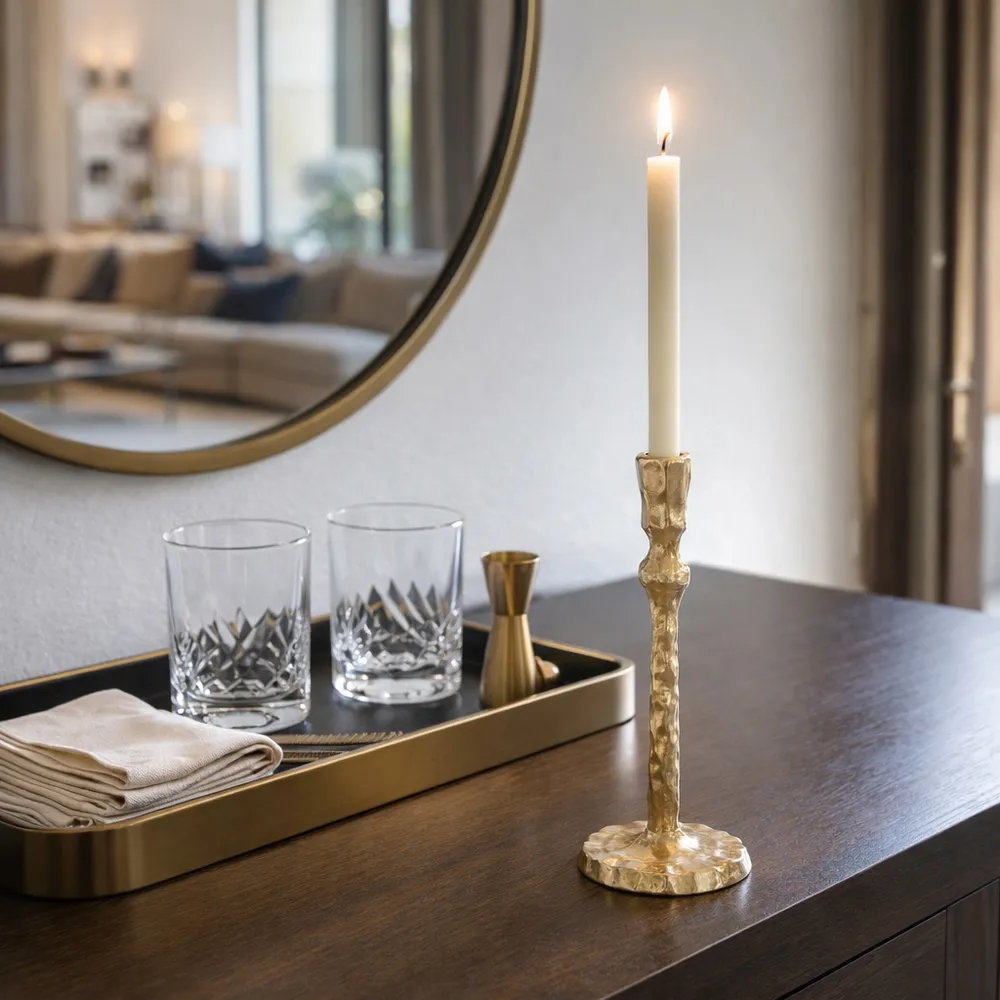 CALECREST GOLD CANDLE HOLDER 9 (IN)