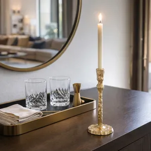 CALECREST GOLD CANDLE HOLDER 9 (IN) 12