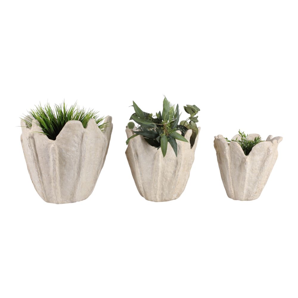 HANLEYSTONE SET OF 3 IVORY PLANTER 15 (IN)