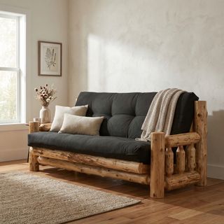 Cedar Log Futon with Mattress - Natual - Able to be fully unassembled
