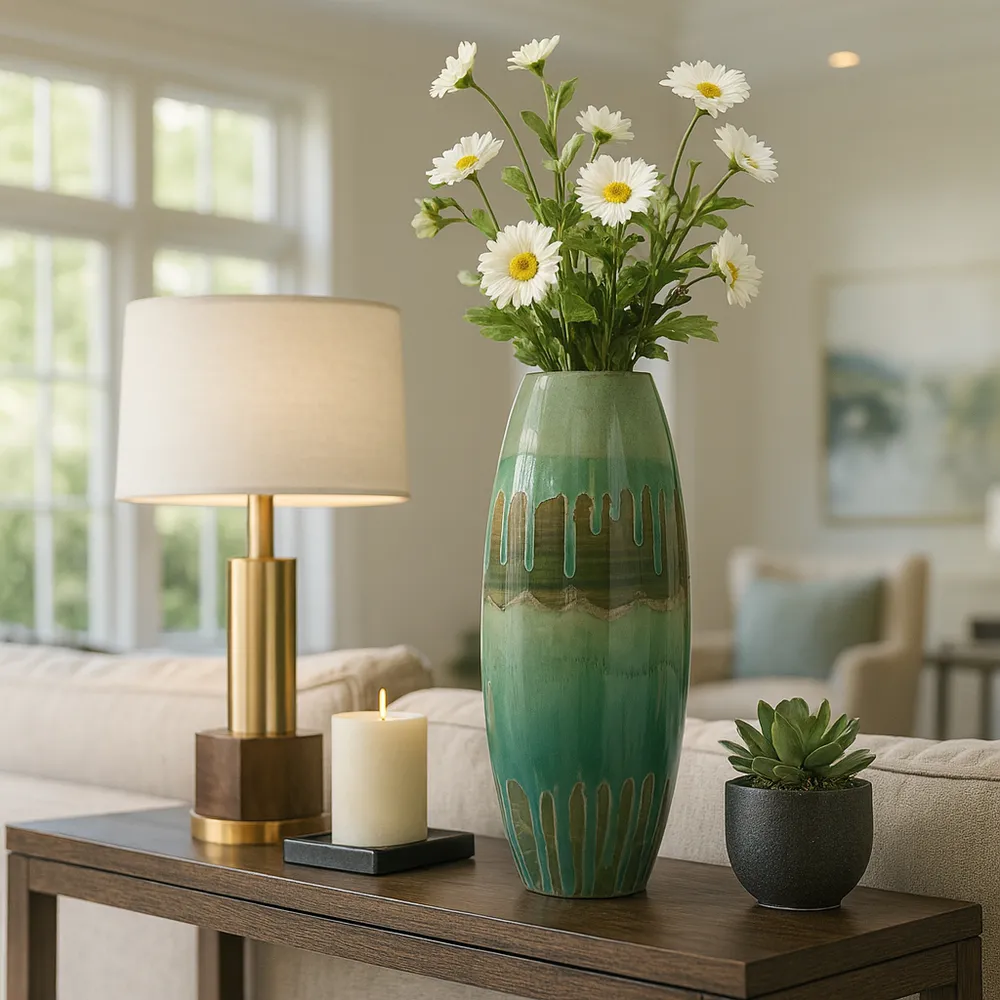 ANSELOAK GREEN VASE 21 (IN)