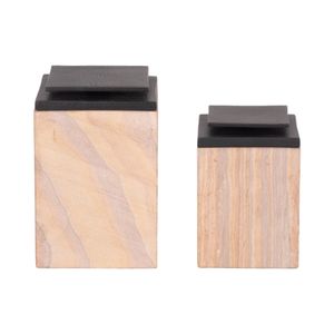 DRAPERMILL SET OF 2 BROWN BOXES 9 (IN) 5