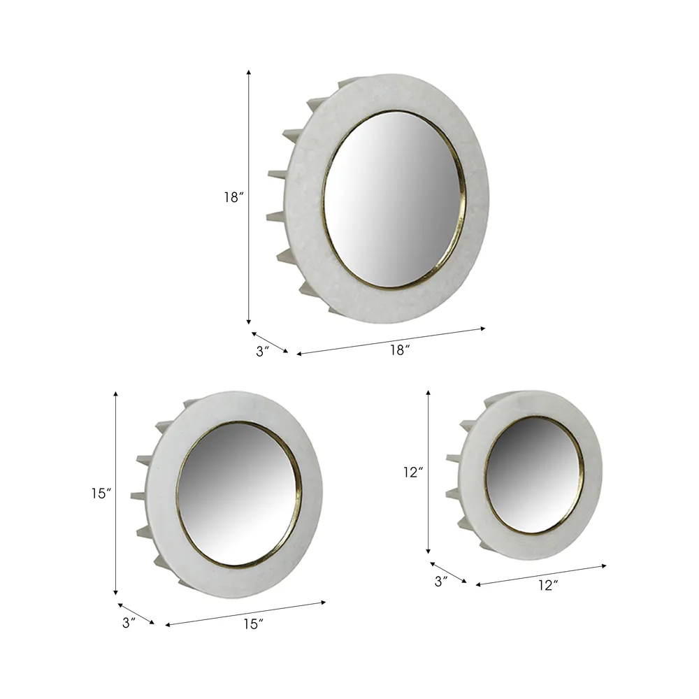 BRAMWORTH SET OF 3 WHITE MIRRORS 18 (IN)