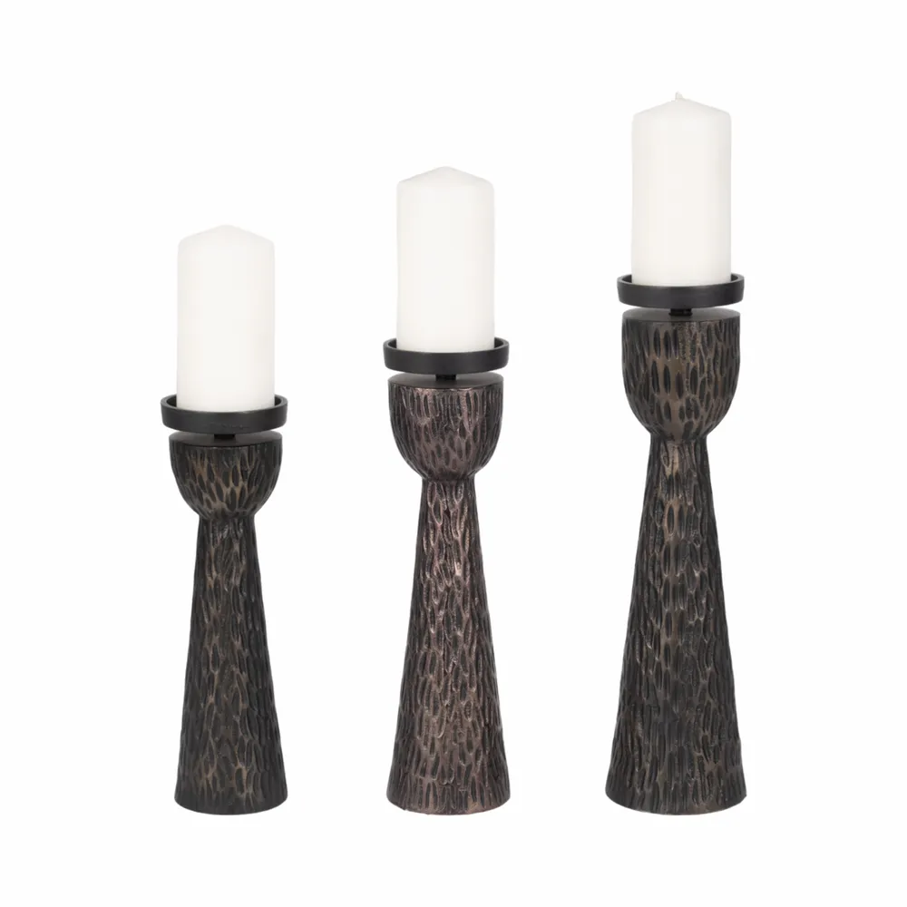 GARNERFORD SET OF 3 BLACK CANDLE HOLDER 16 (IN)