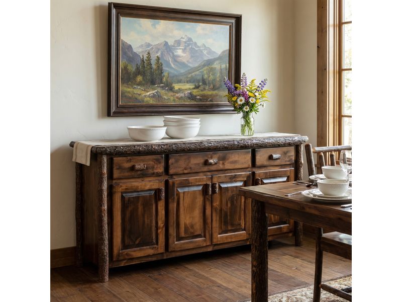 Hickory Log 75-inch Buffet - Natural 1