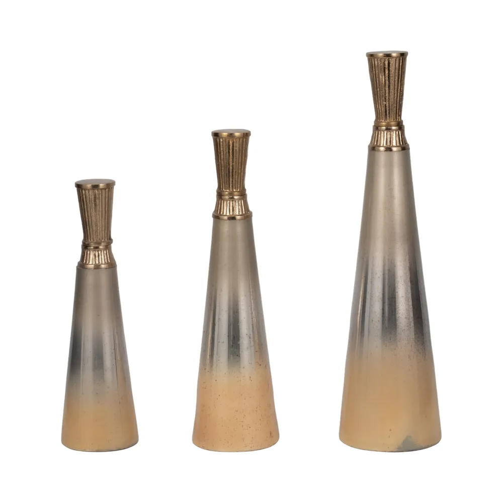 BONDMILL SET OF 3 GOLD GLASS VASES 20 (IN)