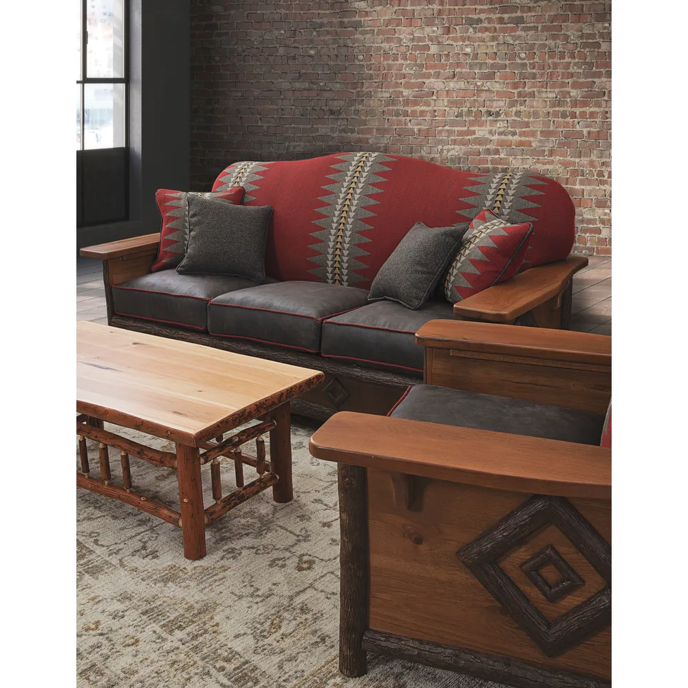 Hickory Diamond Peak Sofa - Customer Material - Seat:  Fabric TBD;   Backrest:  Fabric TBD