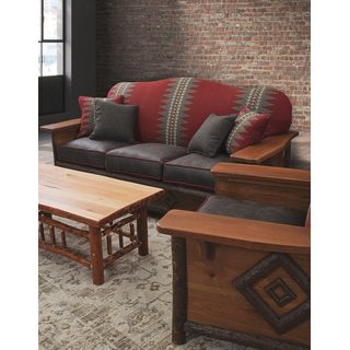 Hickory Diamond Peak Sofa - Customer Material - Seat:  Fabric TBD;   Backrest:  Fabric TBD