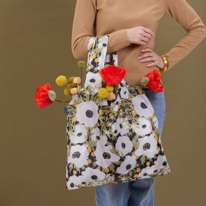 Anemone Poppy blu Reusable Shopping Bag 7