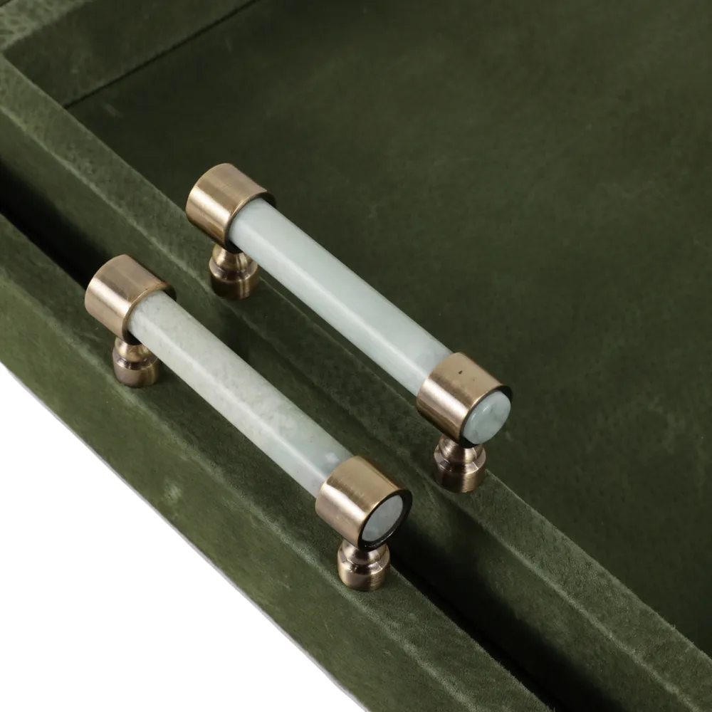 GLASTONGROVE SET OF 2 GREEN TRAY 3 (IN)