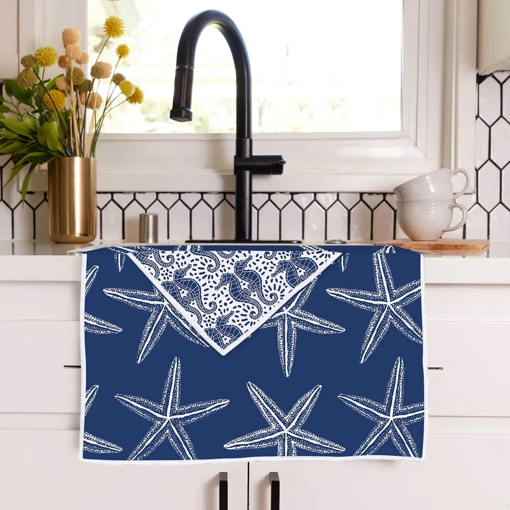 Starfish Navy Eco Kitchen Tea Towel