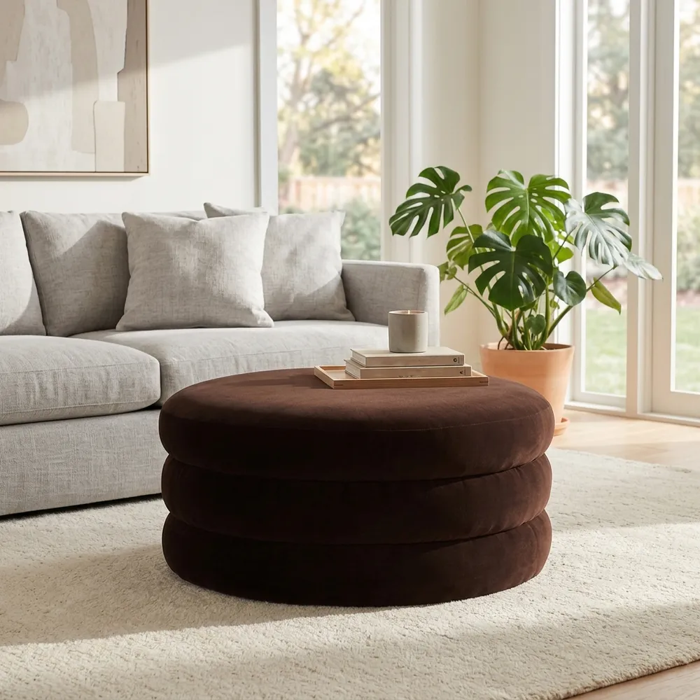 BLAKEGROVE BROWN OTTOMAN 17 (IN)