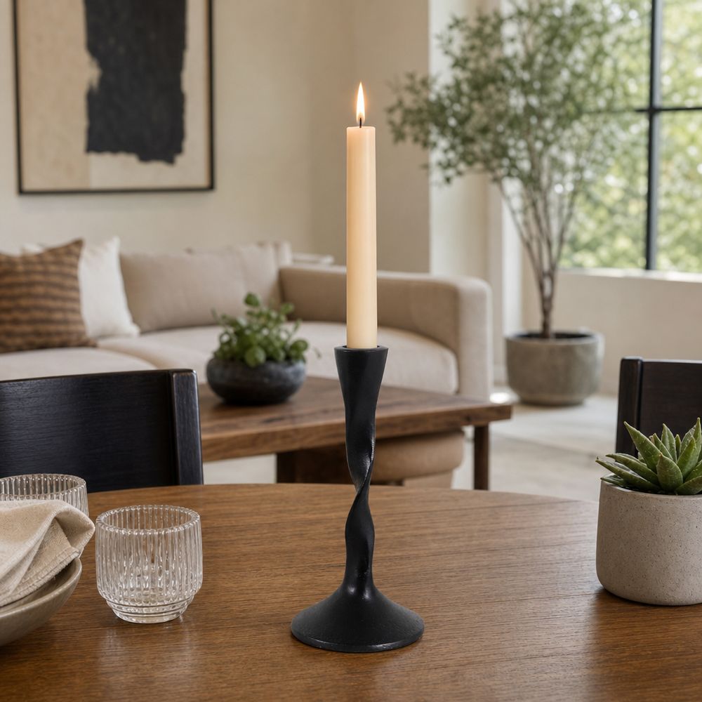 ELMONTVALE BLACK CANDLE HOLDER 8 (IN)