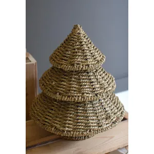 Set of 2 Small Woven Vine Christmas Trees 2