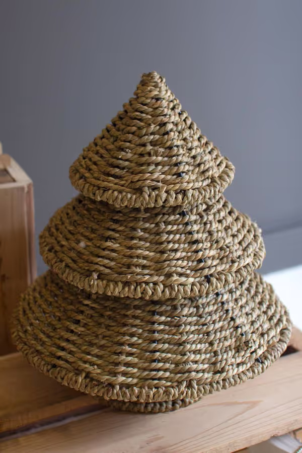 Set of 2 Small Woven Vine Christmas Trees