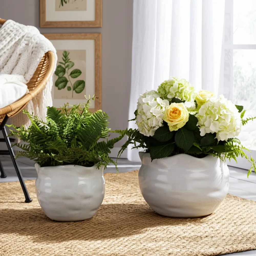 DRAPERSTONE SET OF 2 WHITE PLANTER 9 (IN)