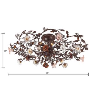 Cristallo Fiore 38'' Wide 6-Light Flush Mount - Deep Rust 2