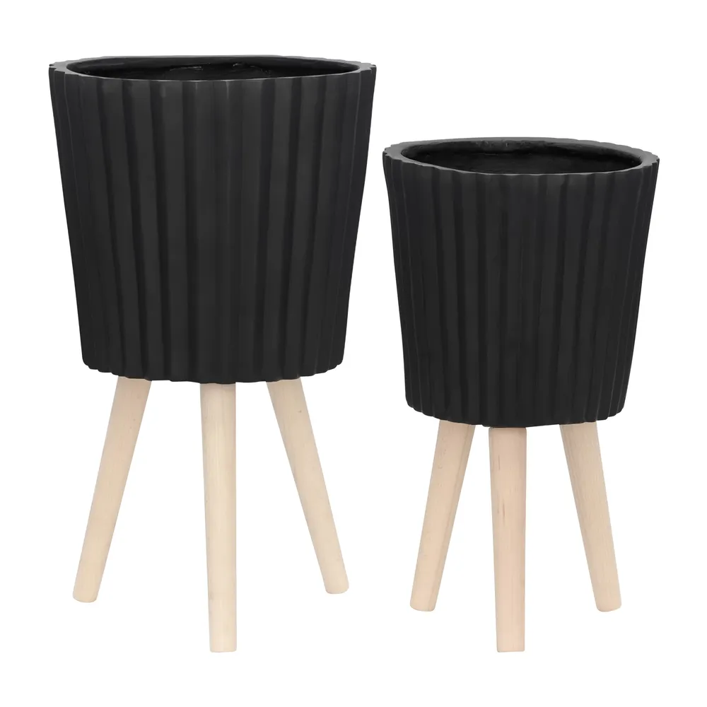 GLASTONCREST SET OF 2 BLACK PLANTER 21 (IN)