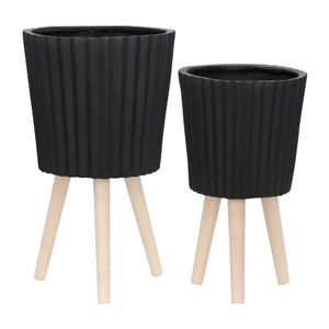 GLASTONCREST SET OF 2 BLACK PLANTER 21 (IN) 1
