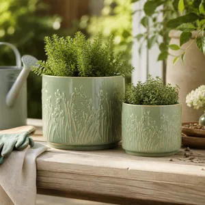 DANEBY SET OF 2 GREEN PLANTER 7 (IN) 2